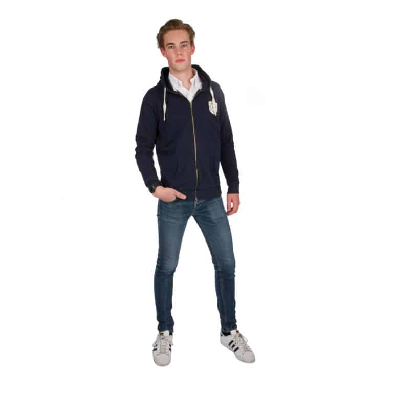 Sweatshirt zip audric coton bio bleu marine amalric pour blason