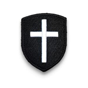 Écusson Croix Chrétienne blanche sur fond noir – Amalric