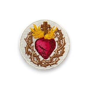 Patch Sacré Coeur de Jésus rond blanc – Amalric