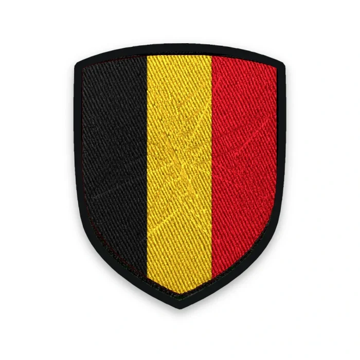 Écusson de la Belgique brodé – tricolore noir, jaune et rouge