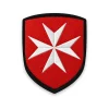 Écusson Croix de Malte brodé – croix à huit pointes blanche sur fond rouge