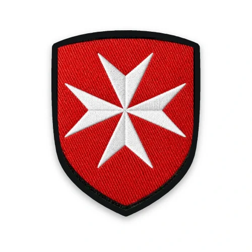 Écusson Croix de Malte brodé Écusson Croix de Malte brodé – croix à huit pointes blanche sur fond rouge