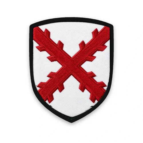 Écusson Croix de Saint-André brodé – croix de Bourgogne rouge sur fond blanc