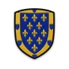 Écusson de l'Ardèche brodé – armes du Vivarais, lys d'or et bordure aux huit écussons