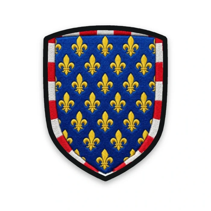 Écusson de l'Indre-et-Loire brodé – armes de la Touraine, lys d'or à la bordure componée