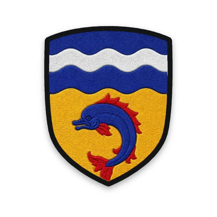 Écusson de l'Isère brodé – dauphin d'azur du Dauphiné et rivière Isère
