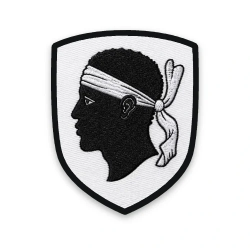 Écusson de la Haute-Corse brodé – tête de Maure de sable au bandeau d'argent
