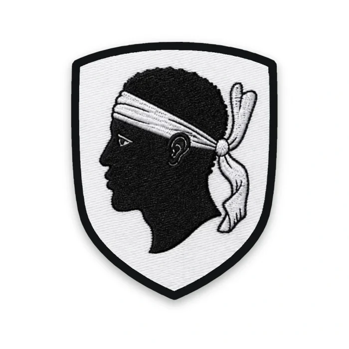 Écusson de la Haute-Corse brodé – tête de Maure de sable au bandeau d'argent