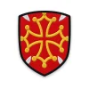 Écusson de la Haute-Garonne Écusson de la Haute-Garonne brodé – croix occitane cantonnée de quatre otelles du Comminges