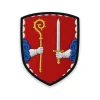 Écusson de la Haute-Loire brodé – bras à la crosse et à l'épée de l'évêque-comte du Velay