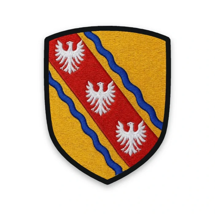 Écusson de la Meurthe-et-Moselle brodé – bande de Lorraine aux alérions et cotices ondées