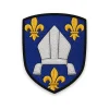 Écusson de la Saintonge brodé – mitre d'argent et trois fleurs de lys d'or