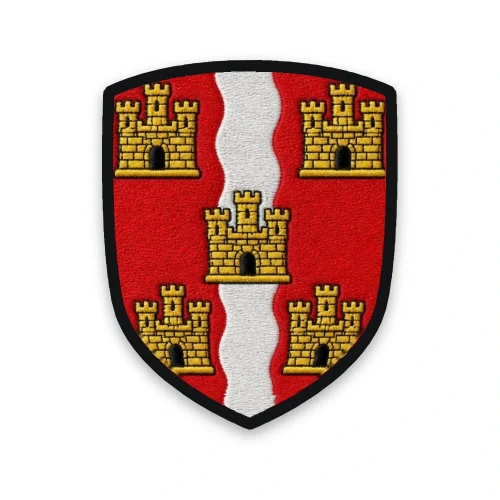 Écusson de la Vienne brodé – châteaux d'or du Poitou et pal ondé de la Vienne