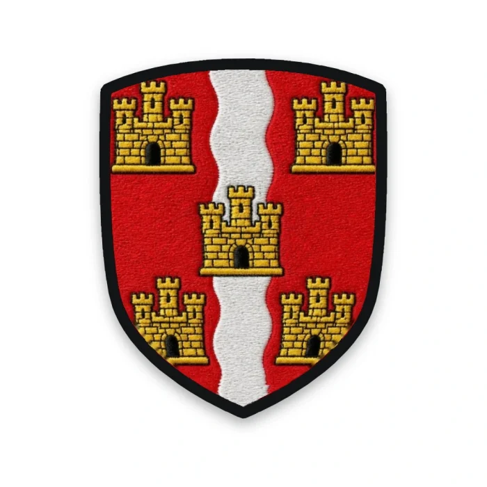 Écusson de la Vienne brodé – châteaux d'or du Poitou et pal ondé de la Vienne