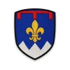 Écusson des Alpes-de-Haute-Provence brodé – lys de Provence au lambel et montagnes d'argent