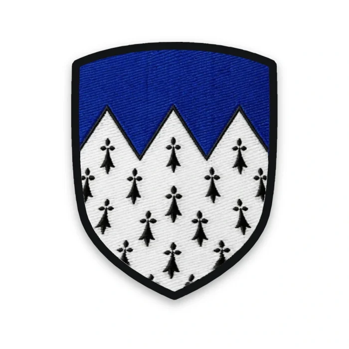 Écusson des Côtes-d'Armor brodé – coupé émanché d'azur et d'hermine