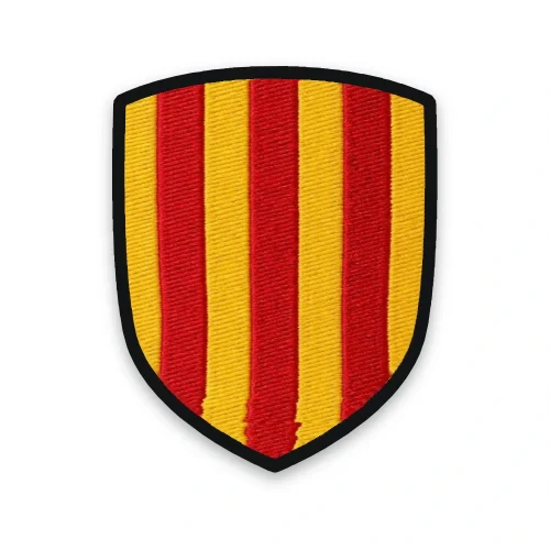 Écusson des Pyrénées-Orientales brodé – quatre pals de gueules sur or, armes catalanes du Roussillon