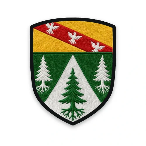 Écusson des Vosges brodé – trois sapins et chef aux armes de Lorraine