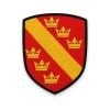 Écusson du Haut-Rhin brodé – armes de la Haute-Alsace, bande d'or et six couronnes sur gueules