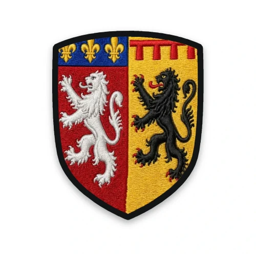 Écusson du Rhône brodé – lion de Lyon et lion du Beaujolais au lambel