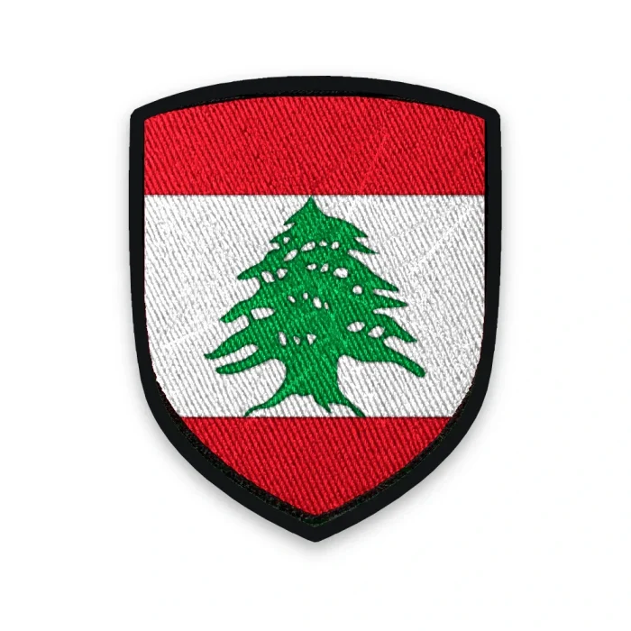 Écusson du Liban brodé – cèdre vert sur bandes rouges et blanche