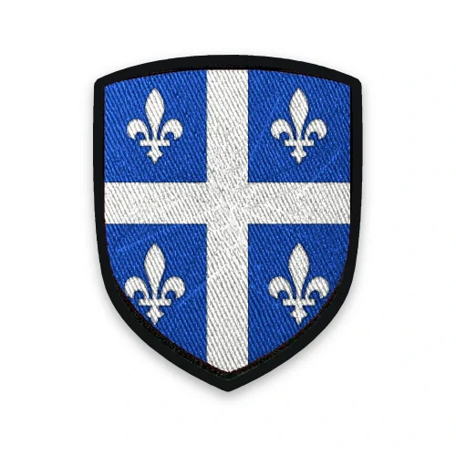 Écusson du Québec brodé – croix blanche et quatre fleurs de lys sur azur