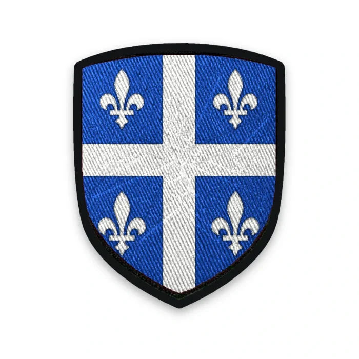 Écusson du Québec brodé – croix blanche et quatre fleurs de lys sur azur