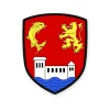Écusson Villeurbanne brodé – blason au dauphin, lion d'or et maison forte